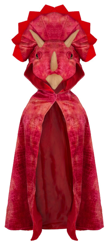 Red Triceratops Hooded Cape | Size 4-5yrs