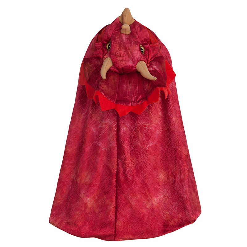 Red Triceratops Hooded Cape | Size 4-5yrs